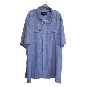 Panhandle Performance Men's Blue Short Sleeve Shirt Cooling Wicking Vented Back